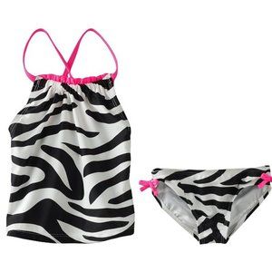 Oshkosh B'gosh Girls 2-PC Bikini & Top Swim Set Zebra UPF 50+ Lined Swim…